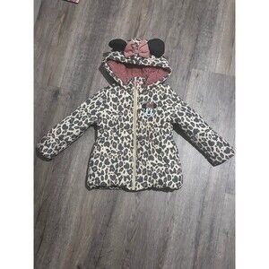 Disney Toddler Girls Minnie Mouse Leopard Print Puffer Jacket 4T Pink Leopard